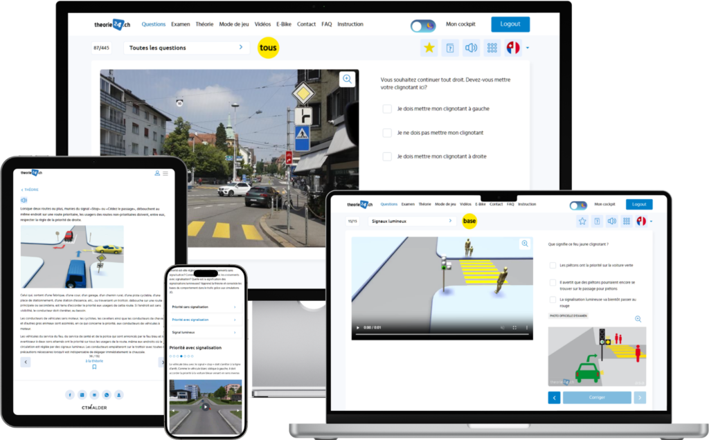 Apprendre la théorie et réussir l'examen théorique avec theorie24 - apprendre sur tous les appareils et ne pas être lié à un seul appareil.